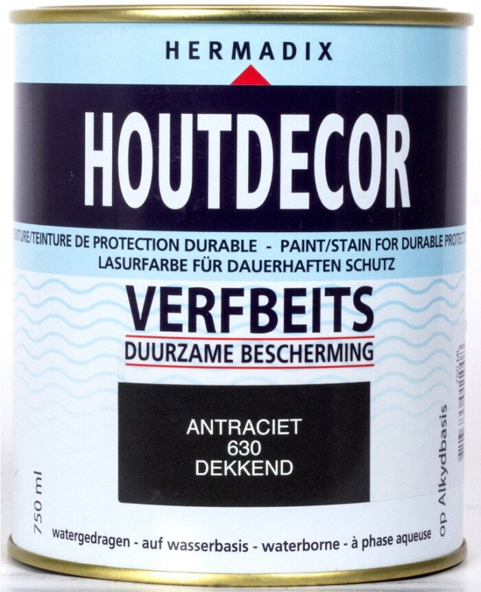 Hermadix Houtdecor 630 antraciet 750 ml – zwart