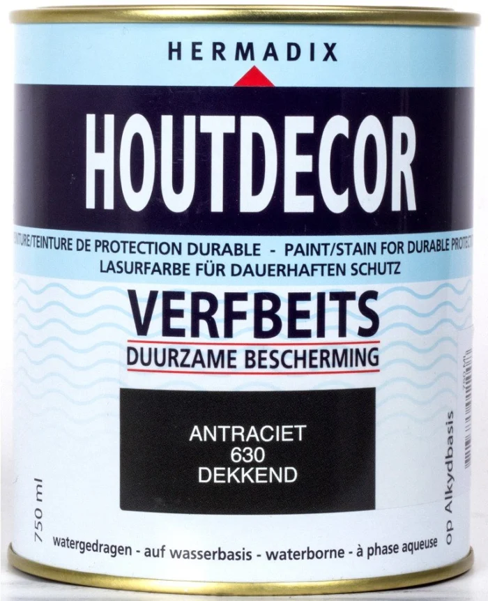 Hermadix Houtdecor 630 antraciet 750 ml - zwart