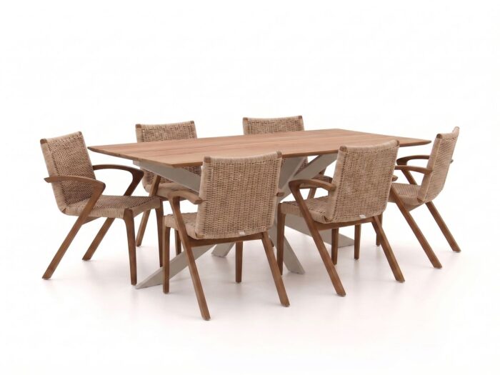 Bellagio tuinmeubelen Tredozio/Furato 220cm dining tuinset 7-delig – Bruin