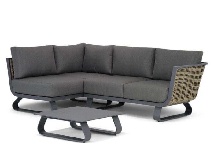 Santika Furniture Tika chaise longue loungeset 4-delig – Grijs-antraciet