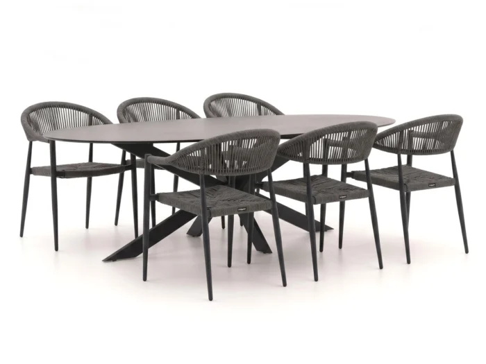 Manifesto Furniture Belpasso/Furato ellips 200cm dining tuinset 7-delig stapelbaar