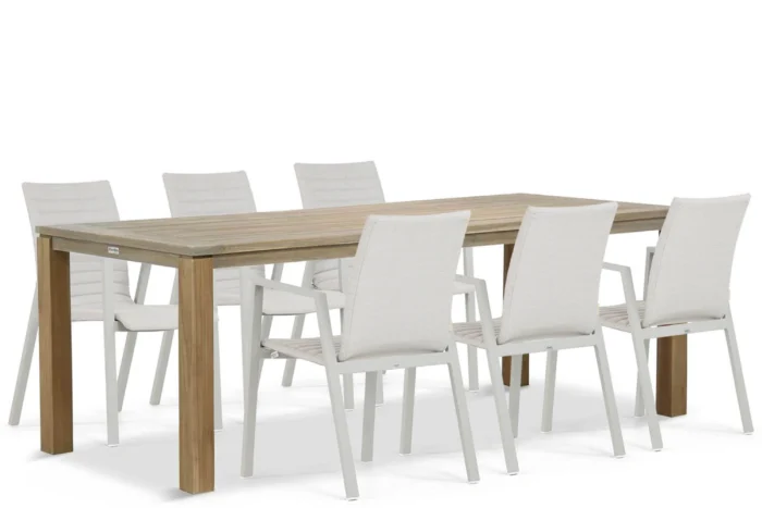 Osmen Joliet/Bristol 220 cm dining tuinset 7-delig - Taupe-naturel-bruin