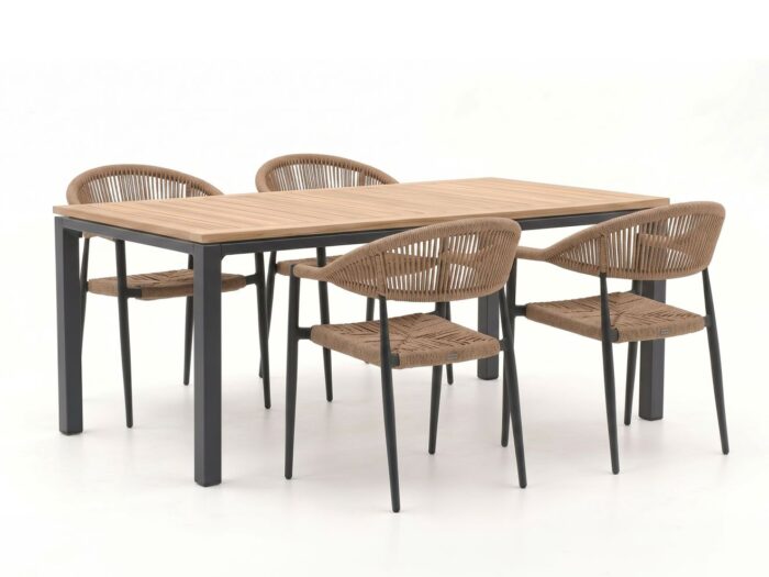 Manifesto Furniture Belpasso/Linosa 180cm dining tuinset 5-delig stapelbaar