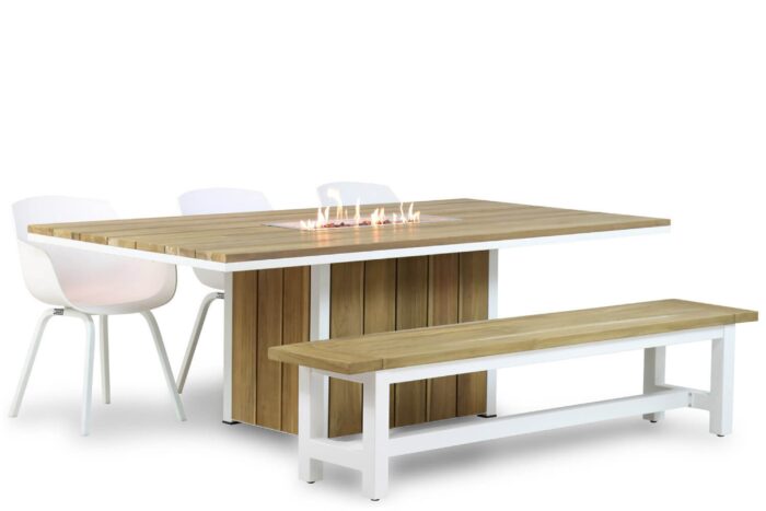 Lifestyle Garden Furniture Salina/Los Angeles/Seaside 220 cm dining tuinset 5-delig – Wit