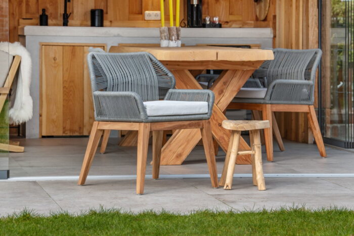 Tuindeco Teak tuinstoel Granada met kussen (set van 2 stoelen) – hout