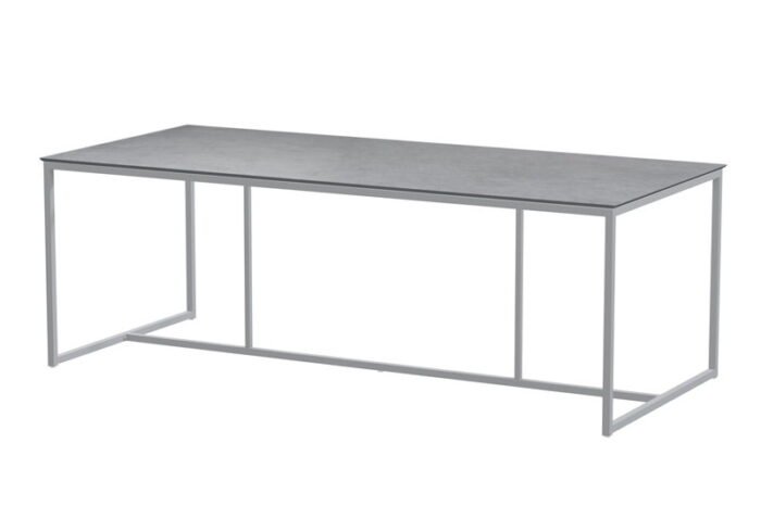 4so Quatro Tafelframe Frost Grey met HPL Light Grey tafelblad 220 x 95 cm – grijs