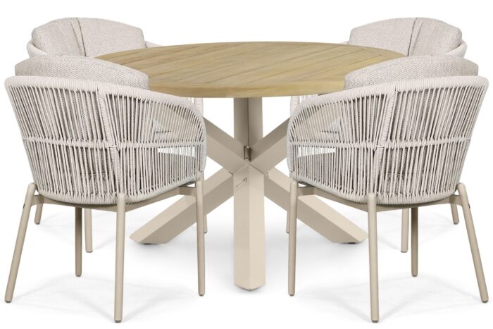 Lifestyle Garden Furniture Monaco/Rockville 120 cm dining tuinset 5-delig - Zand/Beige