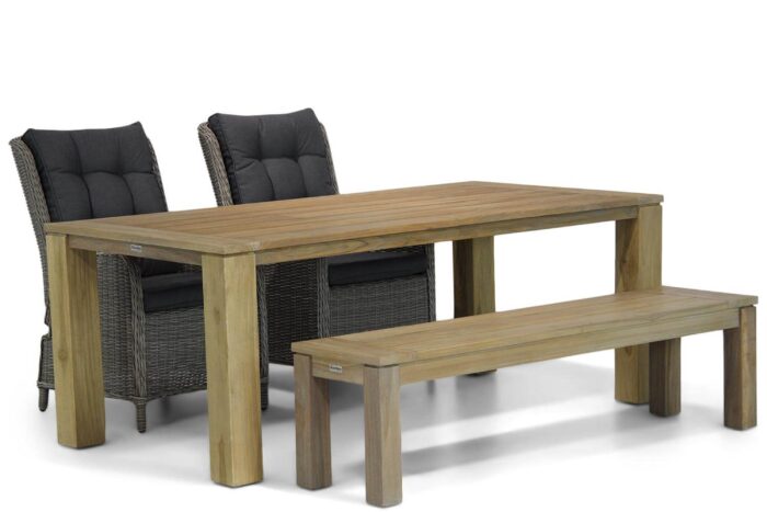 Garden Collections Kingston/Brighton 200 cm dining tuinset 4-delig – Grijs-antraciet