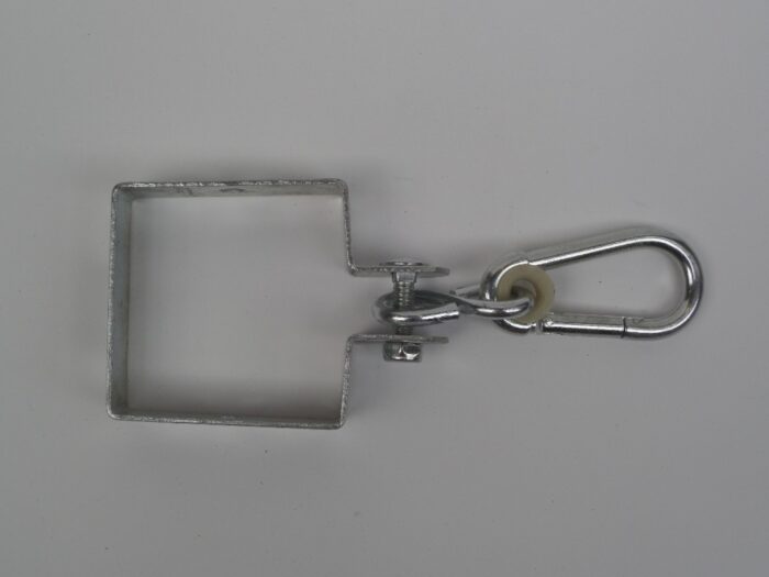 Hermic Schommelring vierkant verzinkt 90×90 mm met karabijnhaak