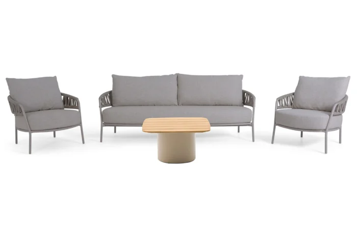 4 Seasons Outdoor Calma/Ronda 70x70 cm stoel-bank loungeset 4-delig - Taupe-naturel-bruin