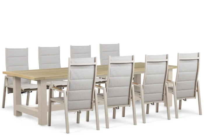 Lifestyle Garden Furniture Essence/San Francisco 300x100 cm dining tuinset 9-delig - Taupe-naturel-bruin