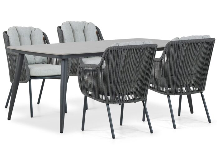 Santika Furniture Nanda/Vienna 180 cm dining tuinset 5-delig – Grijs-antraciet