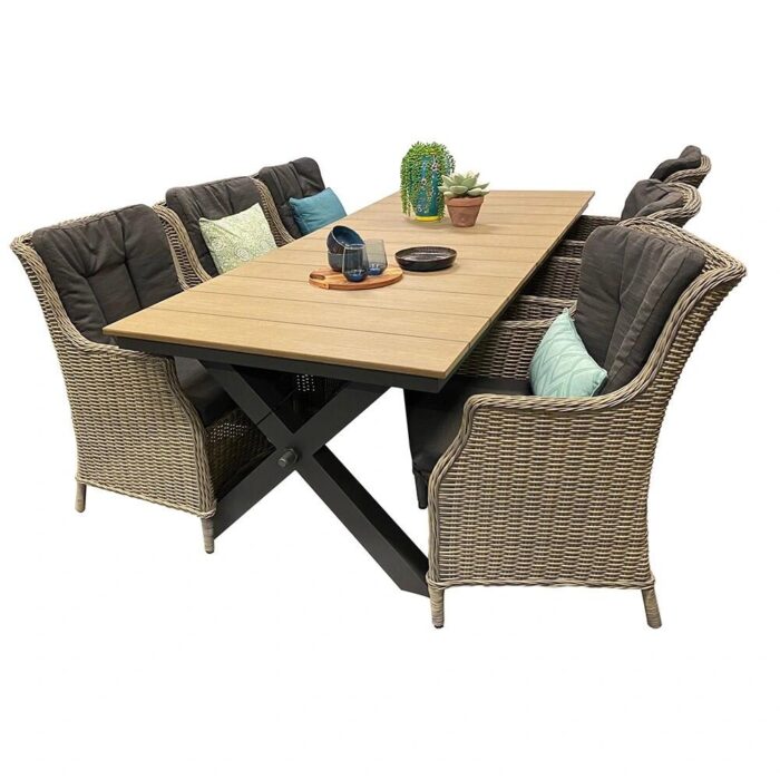 Buitengewoon de boet Robusto Beltonna Diningset – bruin
