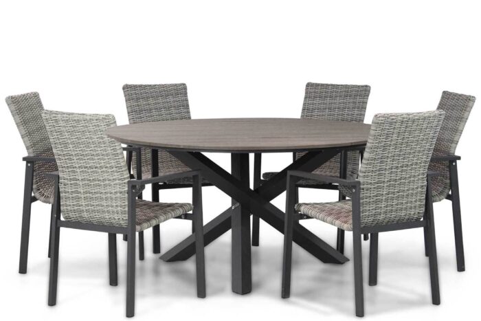 Lifestyle Garden Furniture Upton/Ancona 150 cm dining tuinset 7-delig – Grijs-antraciet