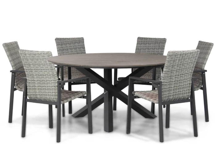 Lifestyle Garden Furniture Upton/Ancona 150 cm dining tuinset 7-delig - Grijs-antraciet