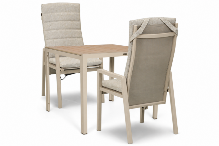 Lifestyle Garden Furniture Vivaro/Creta 90×90 cm dining tuinset 3-delig – Zand/Beige