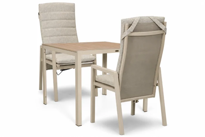 Lifestyle Garden Furniture Vivaro/Creta 90x90 cm dining tuinset 3-delig - Zand/Beige