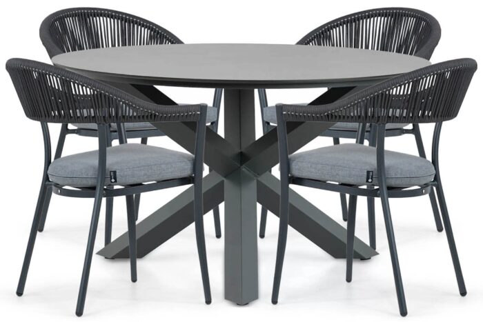 Santika Furniture Vivian/Orino 130 cm dining tuinset 5-delig – Grijs-antraciet
