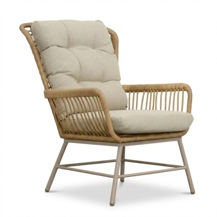 BUITEN living Dex loungestoel | wicker + aluminium | Bamboo beige
