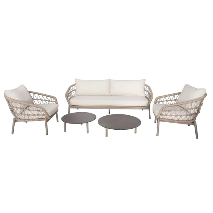 Buitengewoon de boet Kaprun Sofa Loungeset Bruin/Wit - beige;grijs;wit