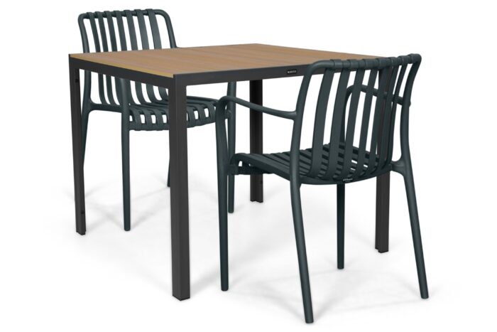 Domani Furniture Alba/Creta 90×90 cm dining tuinset 3-delig – Grijs-antraciet