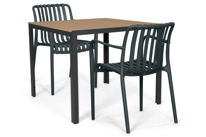 Domani Furniture Alba/Creta 90x90 cm dining tuinset 3-delig - Grijs-antraciet