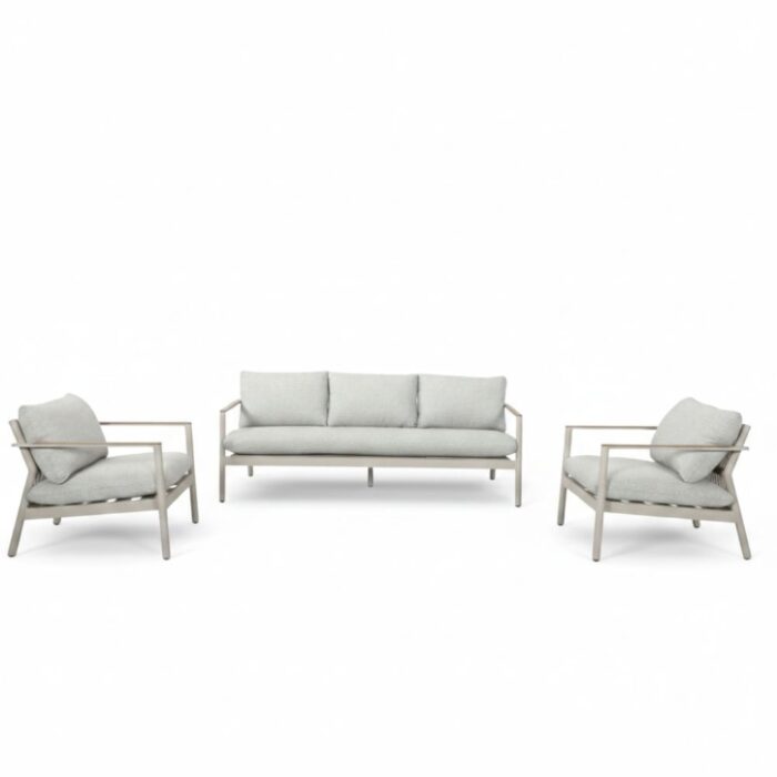 BUITEN living Florence stoel-bank loungeset 5 personen | aluminium + touw | beige | 3-delig
