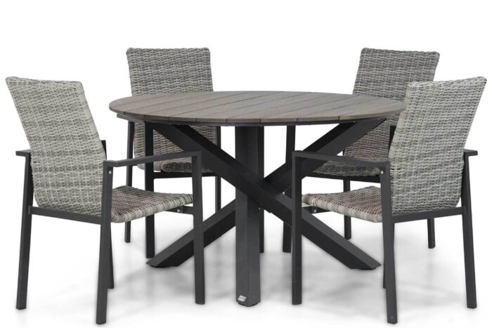 Lifestyle Garden Furniture Upton/Ancona 125 cm dining tuinset 5-delig – Grijs-antraciet