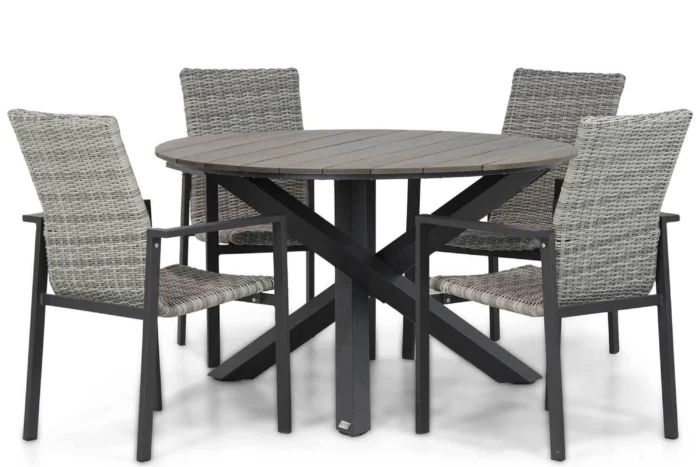Lifestyle Garden Furniture Upton/Ancona 125 cm dining tuinset 5-delig - Grijs-antraciet