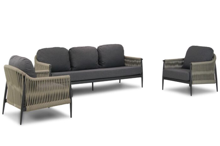 Coco Lucia stoel-bank loungeset 3-delig – Taupe-naturel-bruin