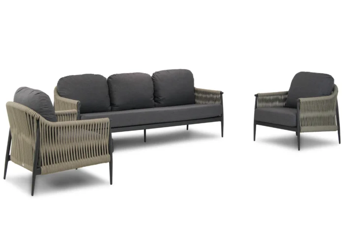 Coco Lucia stoel-bank loungeset 3-delig - Taupe-naturel-bruin