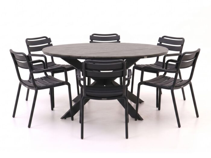 Forza Furniture Vico/Fidenza ø149cm dining tuinset 7-delig stapelbaar