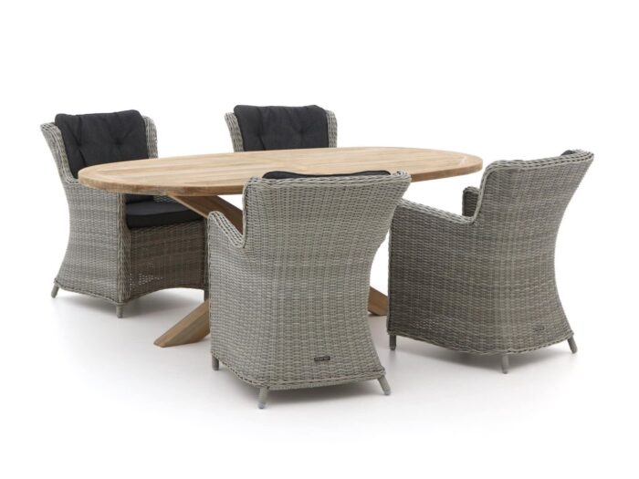 Intenso Furniture Intenso Milano/ROUGH-Y Ellips 200cm dining tuinset 5-delig Laagste prijsgarantie! – Grijs