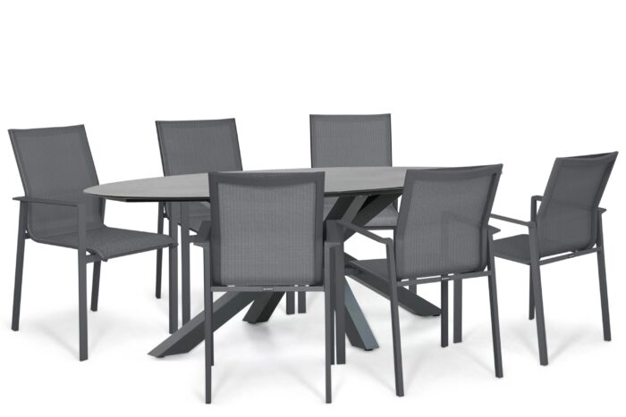 Lifestyle Garden Furniture Timo/Ellisse 240×107 cm dining tuinset 7-delig – Grijs-antraciet