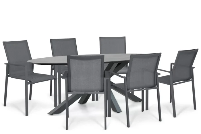 Lifestyle Garden Furniture Timo/Ellisse 240x107 cm dining tuinset 7-delig - Grijs-antraciet