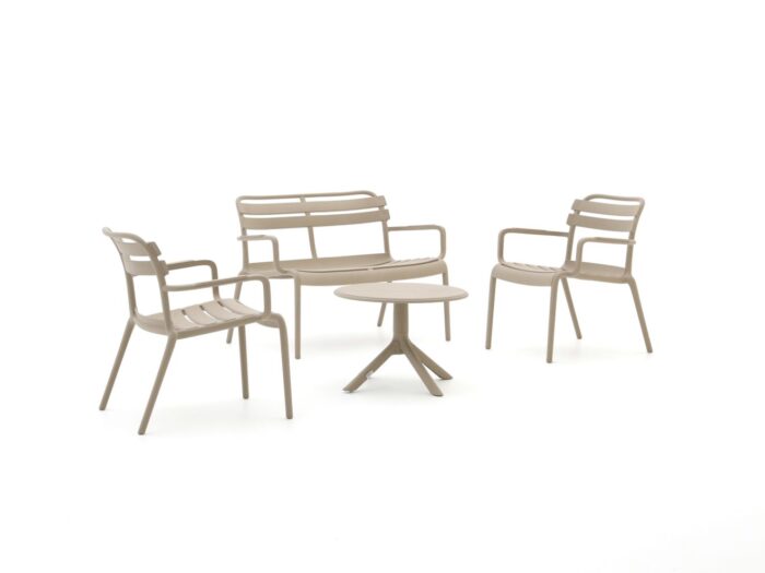 Forza Furniture Forza Vico/Rieti ø60 stoel-bank loungeset 4-delig Laagste prijsgarantie! – Taupe