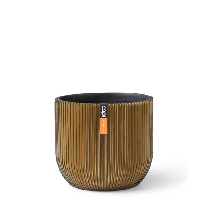 Capi europe Pot bol Groove 18×16 zwart goud bloempot – geel