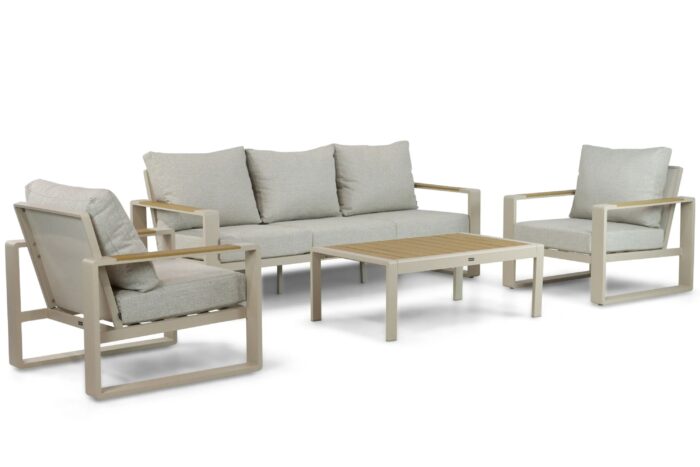 Lifestyle Garden Furniture Lezo stoel-bank loungeset 4-delig – Taupe-naturel-bruin