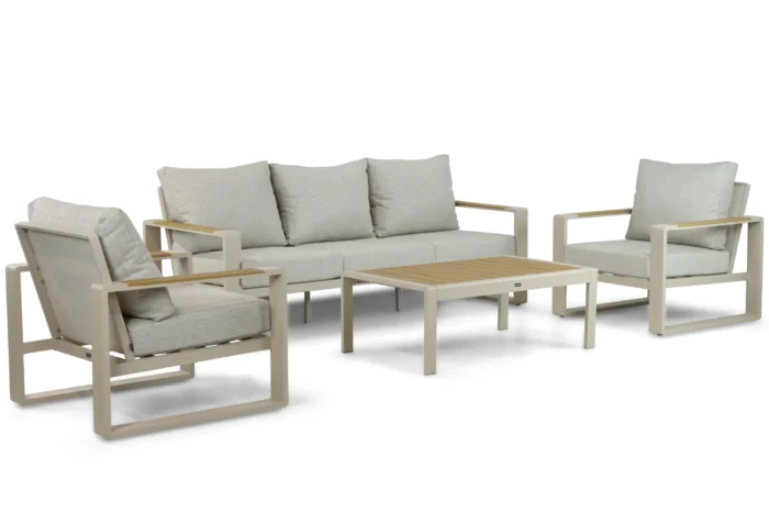 Lifestyle Garden Furniture Lezo stoel-bank loungeset 4-delig - Taupe-naturel-bruin