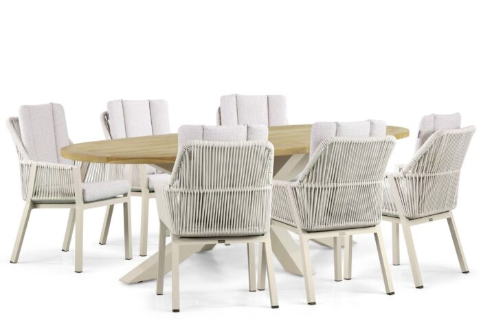 Lifestyle Garden Furniture Verona/Brookline 240 cm dining tuinset 7-delig – Taupe-naturel-bruin