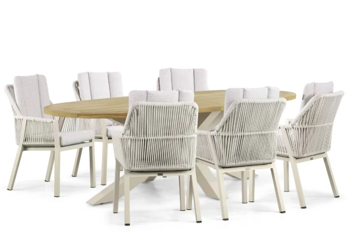 Lifestyle Garden Furniture Verona/Brookline 240 cm dining tuinset 7-delig - Taupe-naturel-bruin