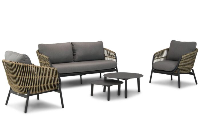 Coco Nathan/Rimini 75-60 stoel-bank loungeset 5-delig – Taupe-naturel-bruin