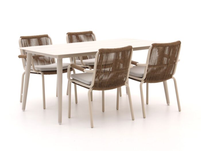 Bellagio tuinmeubelen Bellagio Caronia/Sora 160cm dining tuinset 5-delig stapelbaar Laagste prijsgarantie! – Taupe