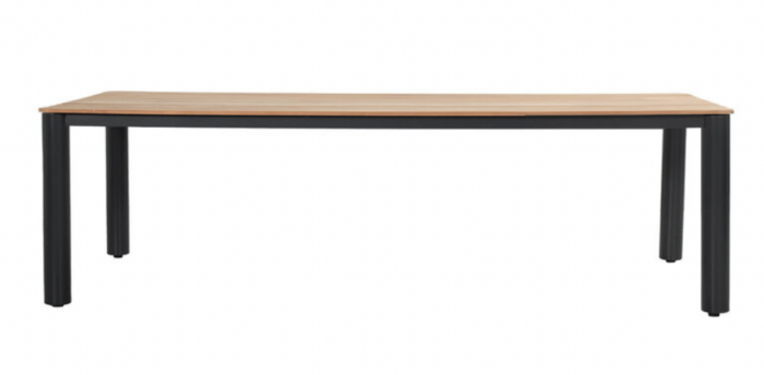 Hartman Winston Din.T.220 x 100 cm Alu-Teak Tafel Antraciet – grijs;zwart