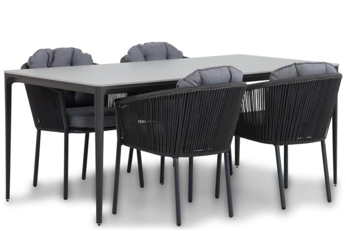 Santika Furniture Novita/Gianna 180 cm dining tuinset 5-delig – Grijs-antraciet