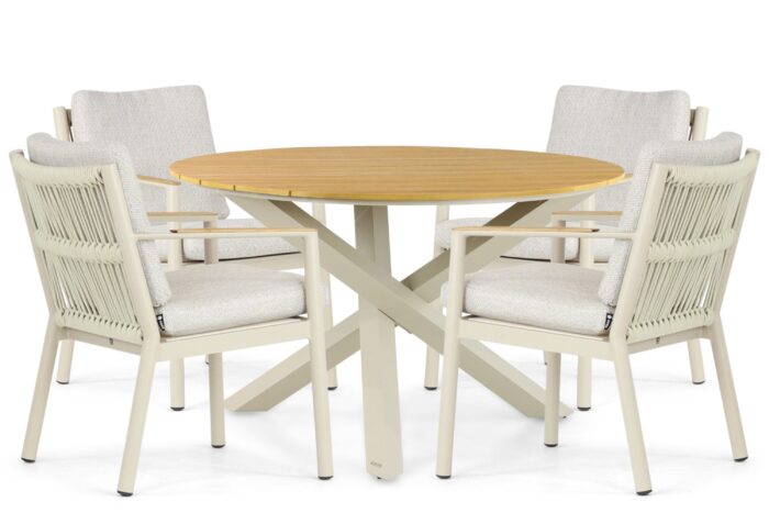 Coco Sevilla/Ancona 125 cm dining tuinset 5-delig – Taupe-naturel-bruin