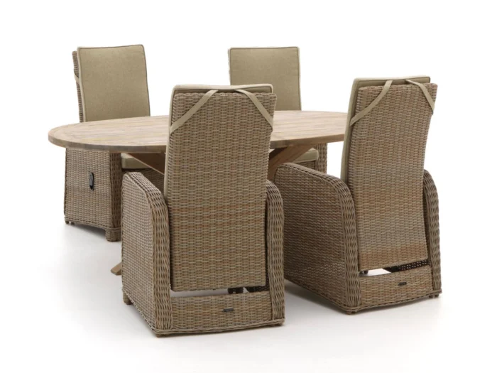 Intenso Furniture Umbria/ROUGH-Y Ellips 200cm dining tuinset 5-delig verstelbaar - Taupe