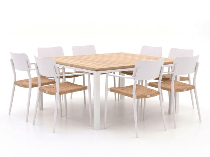 Bellagio tuinmeubelen Cino/Linosa 160x160cm dining tuinset 9-delig stapelbaar
