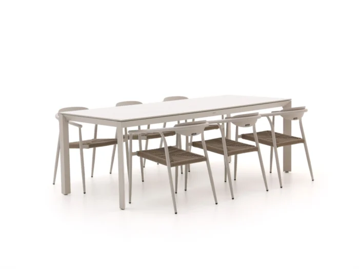 Manifesto Furniture Cavone/Sestino 220cm dining tuinset 7-delig stapelbaar - Wit