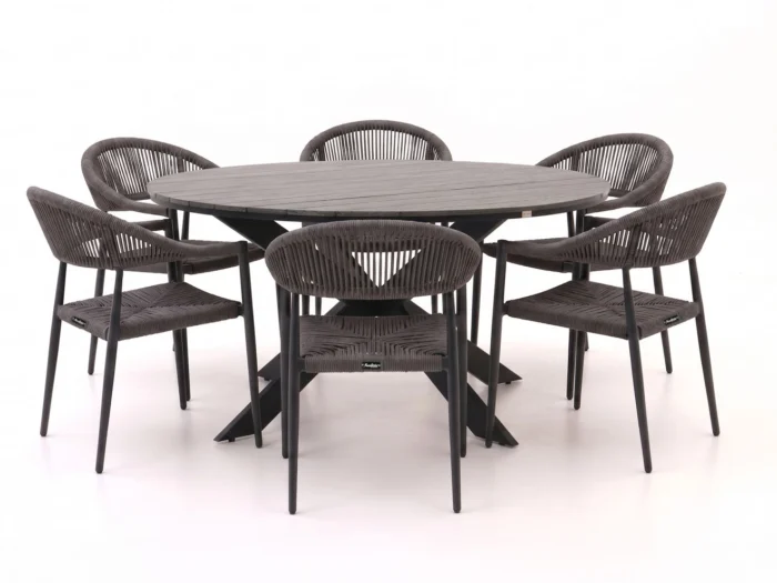 Manifesto Furniture Belpasso/Fidenza ø149cm dining tuinset 7-delig stapelbaar